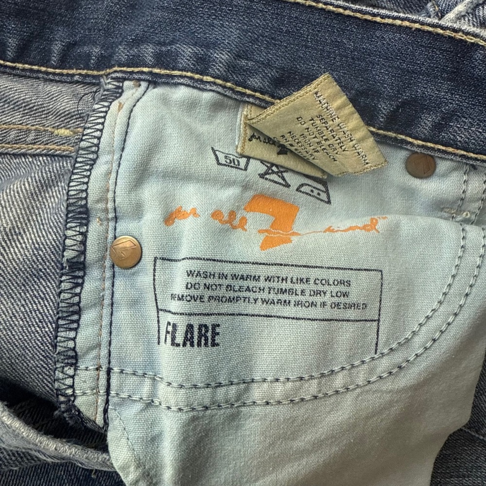 7 For All Mankind Flare Jeans Womens 28x31 Blue Distressed Cotton Made in USA - Picture 7 of 12